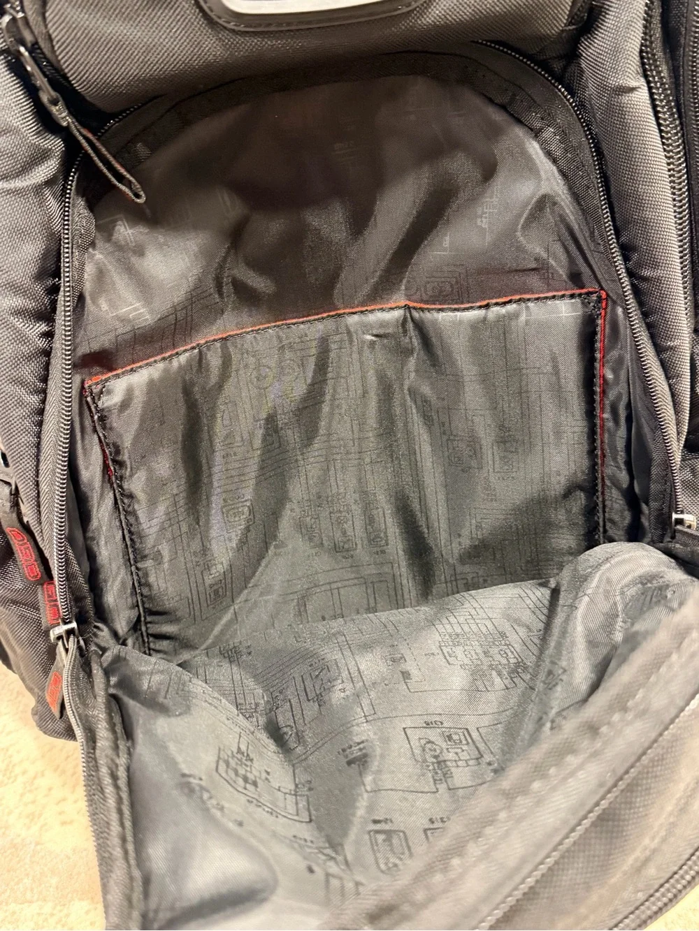 OGIO Black Backpack with Red Zipper Accents